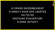 Magnifique discours d'Annie Duthoit lors du Grand Rassemblement d'Annecy pour nos Libertés by AKINA