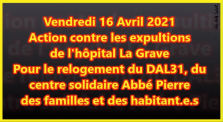 ✊ MANIFESTATION #12 📣 Action contre les expulsions de l'hôpital La Grave 📌 Toulouse 👤 JL Ametller 📆 16-04-2021 by AKINA